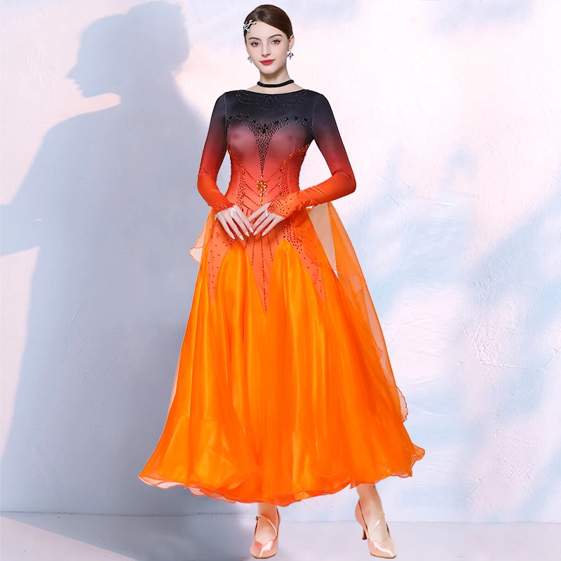 맞춤형 여성 모던 댄스 드레스 왈츠 볼룸 댄스 그랜드 스커트 공연 대회 의상