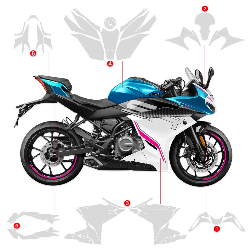 For CFMOTO 250 / 300 SR LITE 2023-2026 Motorcycle PPF TPU Transparent Paint Protection Film Fuel Tank Protective Anti-scratch