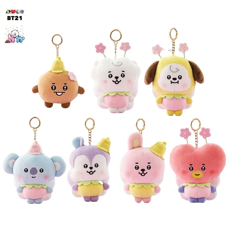 

New BT21Cooky Tata Koya RJ Shooky Man Chimmy Cute Cartoon Kawaii Bee Series Plush Keychain Backpack Pendant Girls Gift