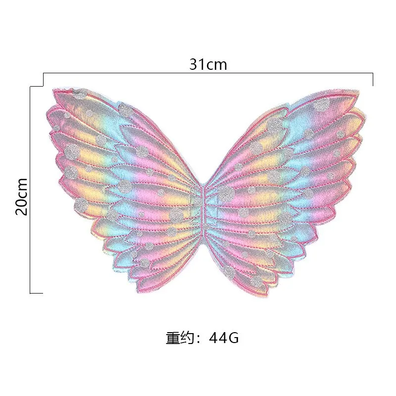 Girls Gradient Rainbow Butterflay Wings witn Fairy Magic Wand Toddler Kids Photography Props Baby Pink Cute Dress Up Accessories
