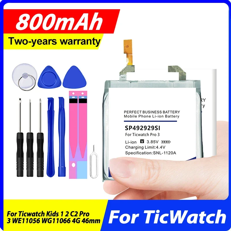 DaDaXiong SP492929SI DRE622734SA 372726 SP372728SE SP502626SF Battery For Ticwatch Kids 1 2 C2 Pro 3 WE11056 WG11066 4G 46mm