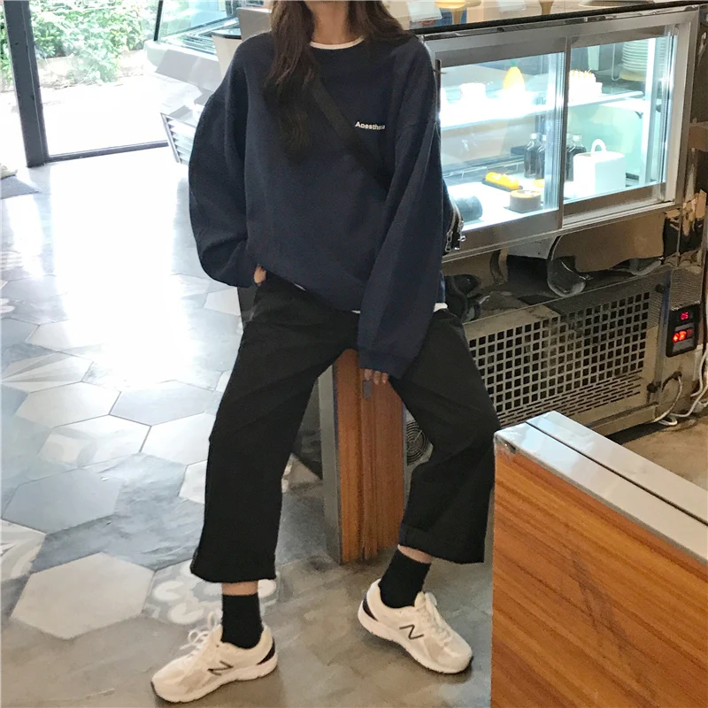 Hoodies Women Fashion Harajuku Letter Simple Spring Thin All-match Femme Sweatshirt Korean Chic Streetwear Black Girls Pullovers