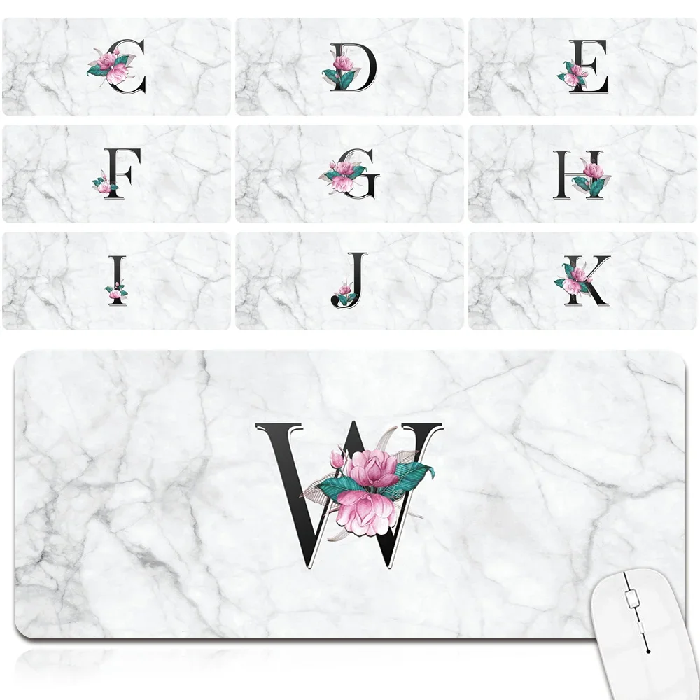 2021 New Large Laptop Mouse Mat Anti-slip Waterproof PU Leather Computer Mousepad White Marble Pattern Durable Game Mouse-pad