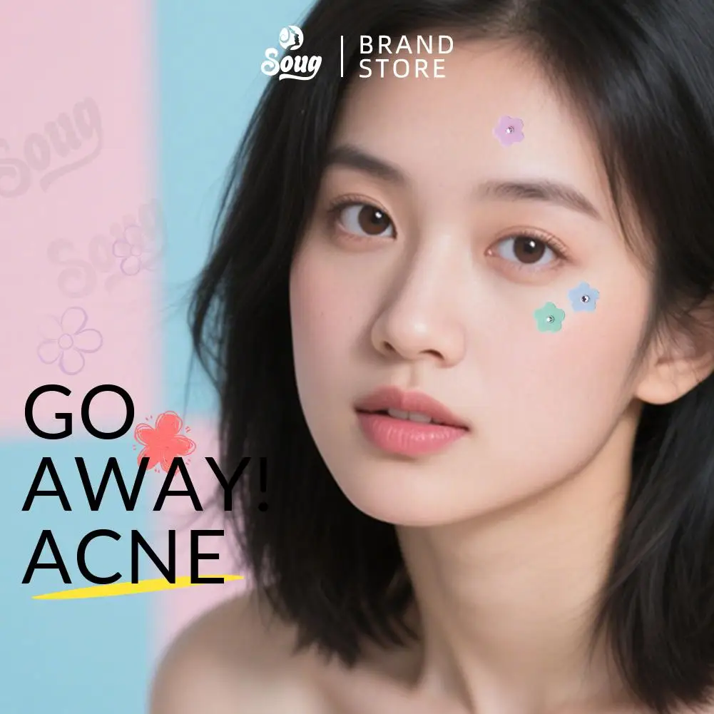 Multicolored Flower-shaped Hydrogel Acne Patch With Pearl/diamond