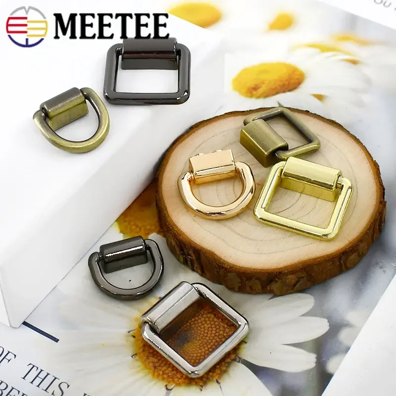 4/10Pcs Meetee 15/16/19mm Metal Bag Strap Side Clip Buckles Square D Ring Clasp Webbing Chain Connection Buckle DIY Accessories