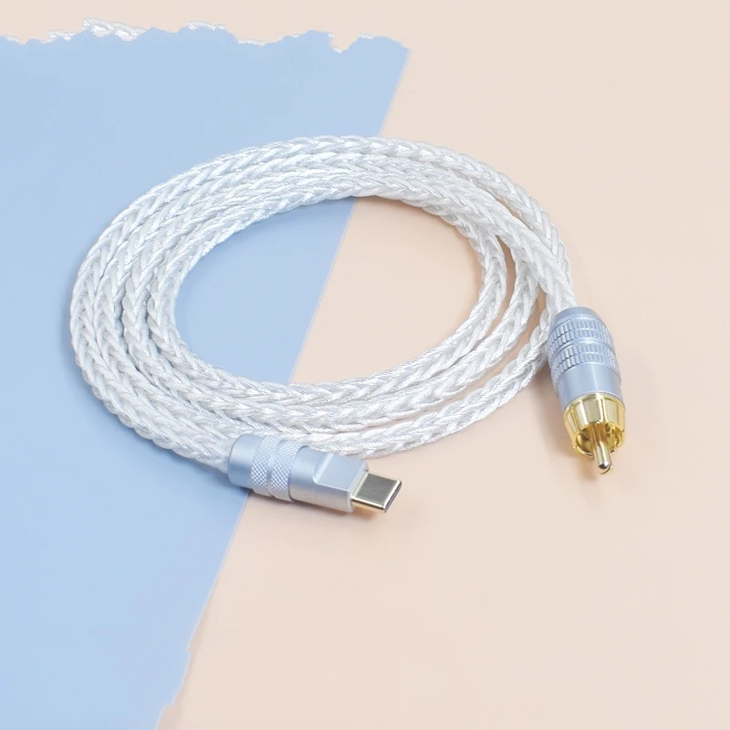 7N واحد كريستال النحاس الفضة مطلي نوع C USB A إلى RCA الهاتف المحمول الكمبيوتر جهاز فك ترميز الصوت DAC DSP مكبر للصوت كابل محوري