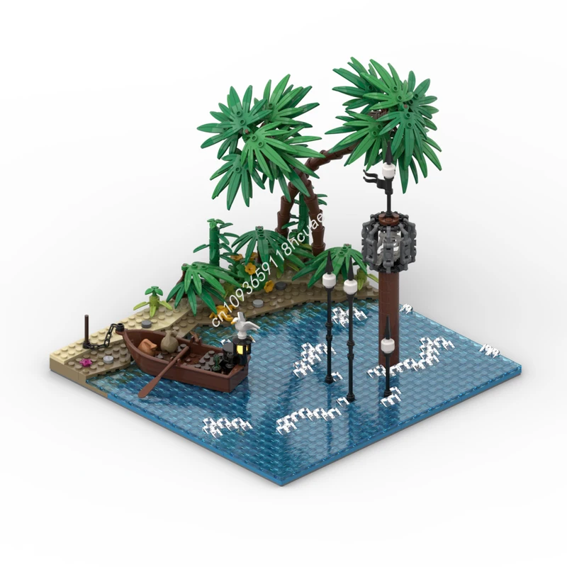 

743pcs MOC Port Sauvage Beach Pillory Pirates Model Building blocks Kids Architecture Modular idea Birthday toys Christmas gifts