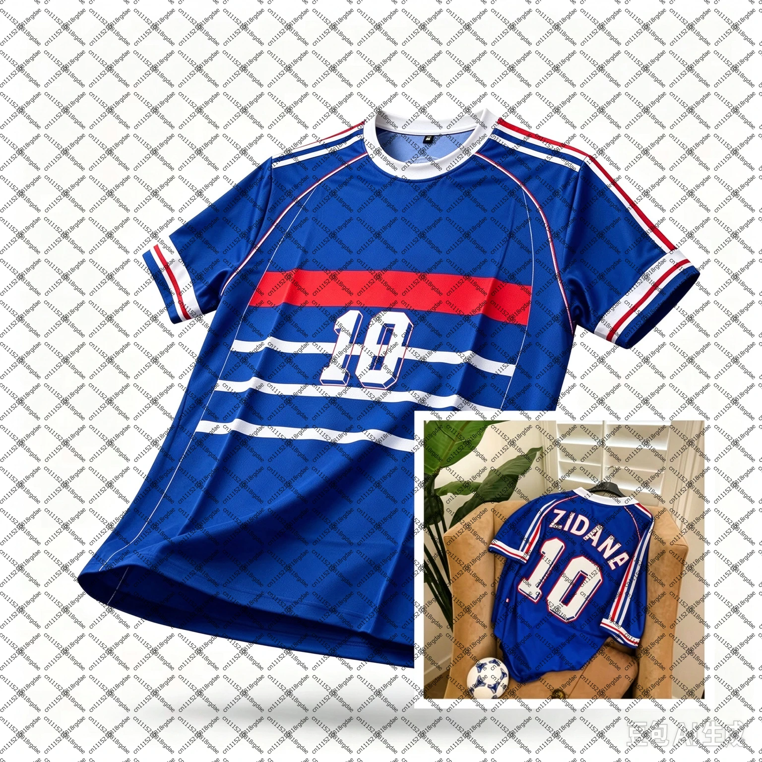 1998 Vintage Retro Zidane #10 Football Jersey 3D Print Turn-down Collar Polo Shirt Breathable Sports Training Family Matching