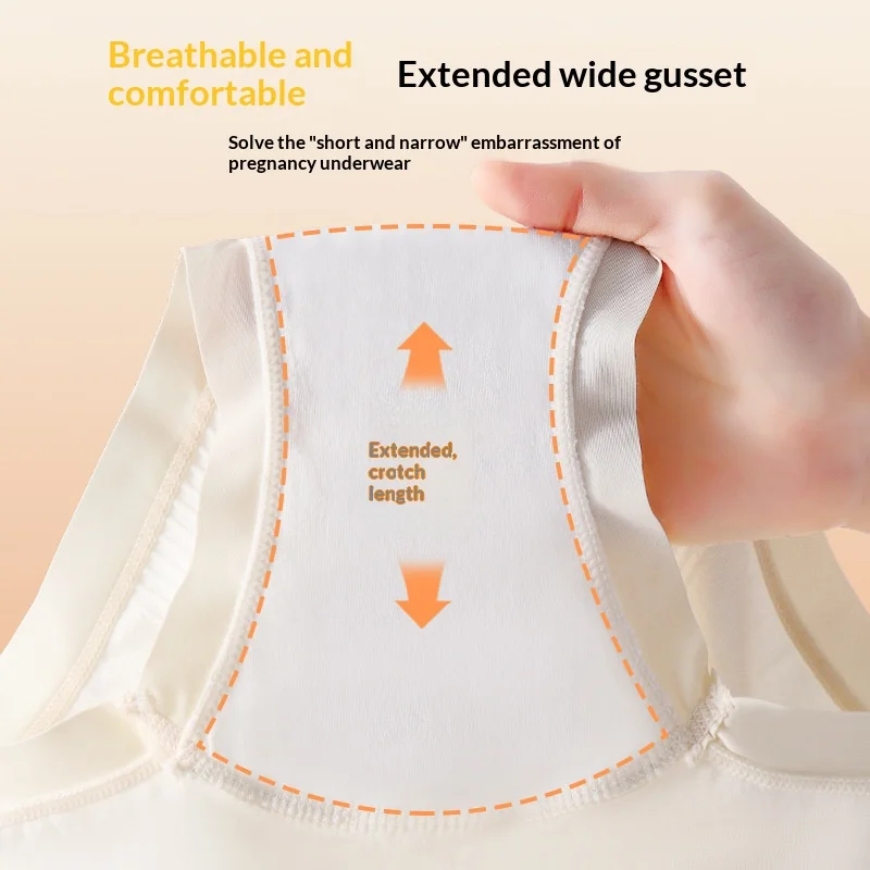 High-Waisted Maternity Briefs for Mid-to-Late Pregnancy 100% Cotton, Extended Crotch Length Seamless, Belly-Supporting Design