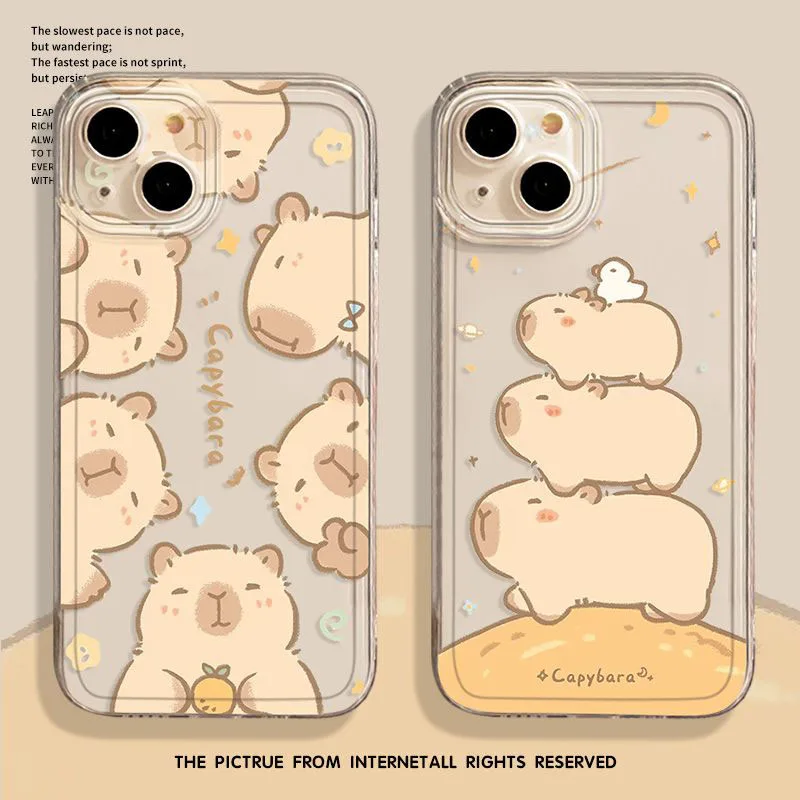 Miniso Capybara 14pro IPhone 15 Case Cute 12 Transparent Cartoon Xsmax Anti Slip Xr Silica Gel 11 Ultrathin Soft Shell Girl Gift