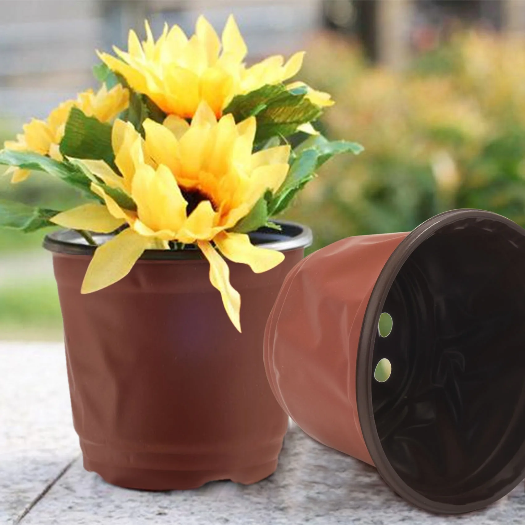 A36T-150Pcs 4.72 Inch Plastic Flower Seedlings Nursery Supplies Planter Pot/Pots Containers Seed Starting Pots Planting Pots