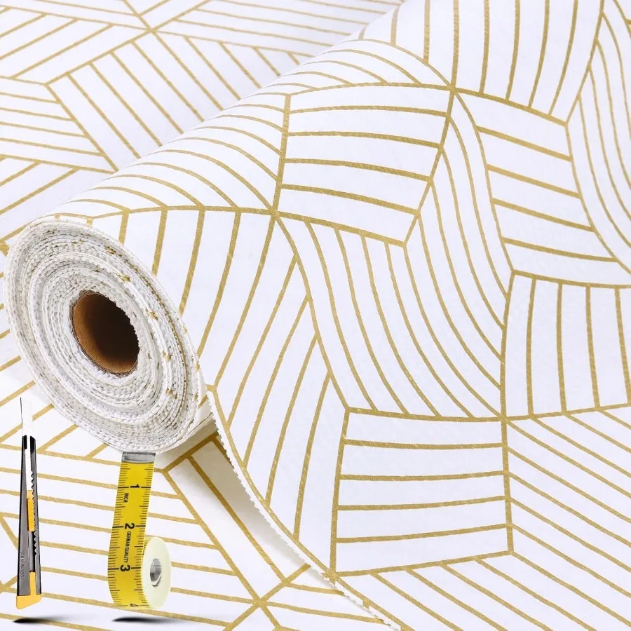 

Shelf Liners for Kitchen Cabinets 12in x 20FT Non Adhesive Cabinet Liner Strong NonSlip Thickened Gold Geometric Drawer Liner E