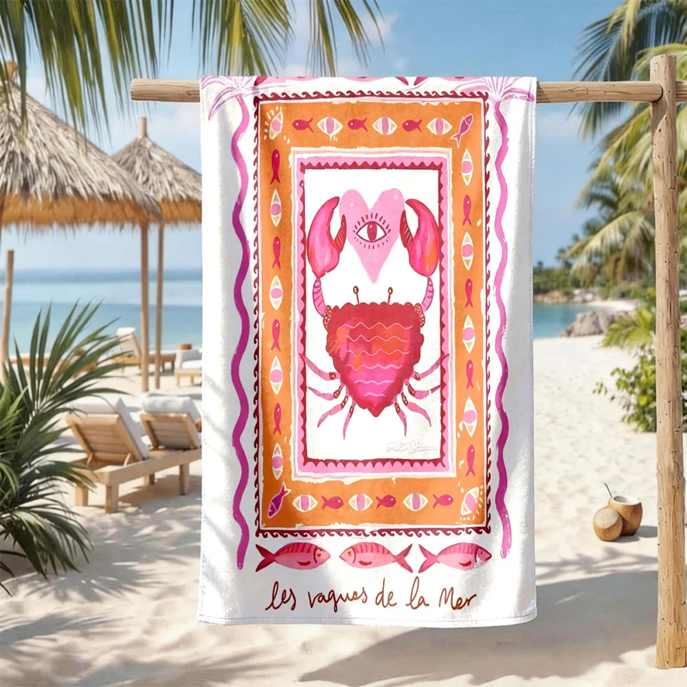 1pc Assorted Summer Coastal Beach Towels: Vibrant Pool & Beach Essential Prints Perfect choice for beach vacation party gifts
