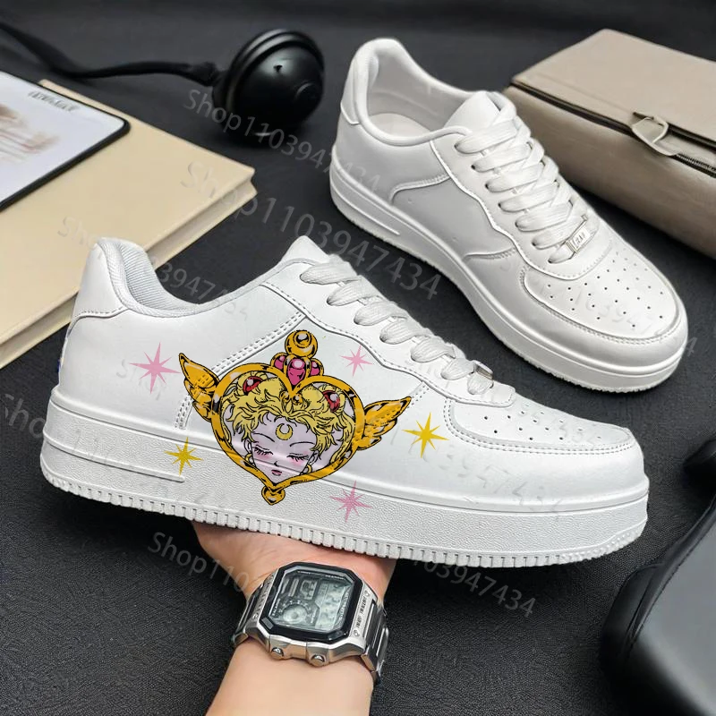 

Женская обувь для взрослых Sailor Moon, белые повседневные кроссовки для взрослых с персонажем аниме