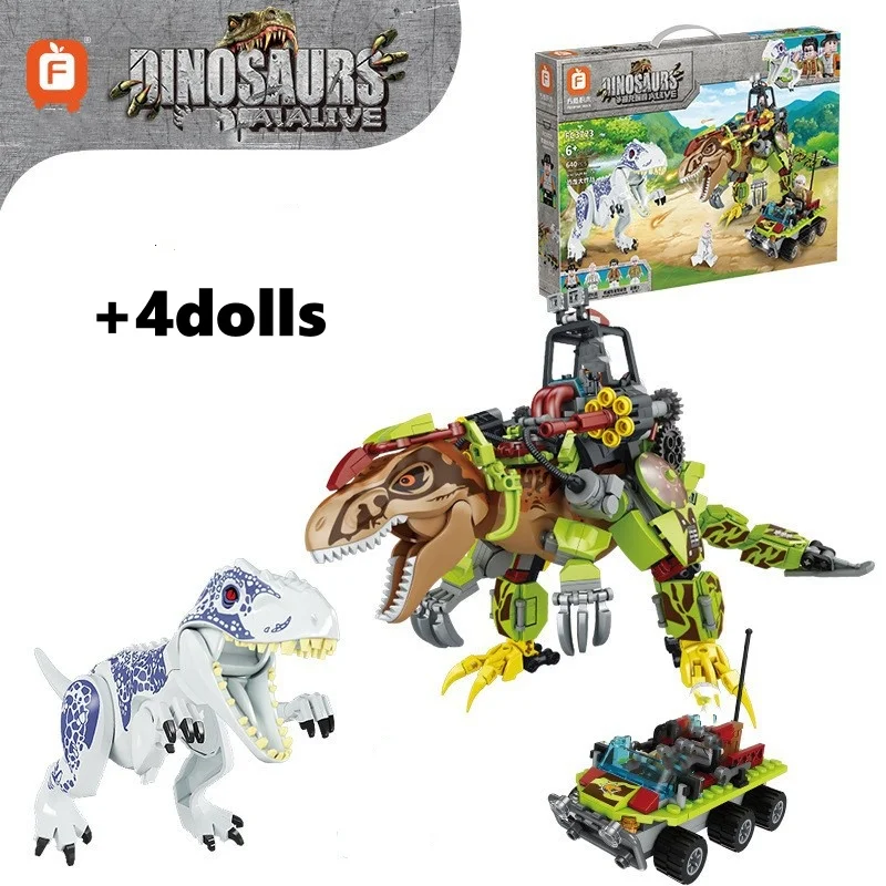 Jurassic Dinosaur Building Blocks Adventure Team Dinosaur Scene Puzzle Assembly Building Blocks Model Toy Gift