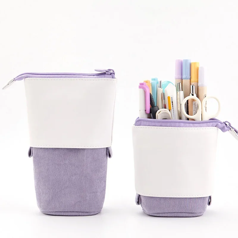 Imagem -03 - Estojo de Lápis Retrátil Criativo Bolsa de Armazenamento de Papelaria Escolar Kawaii Solid Color Pen Case Bonito Pen Holder Presentes para Criança