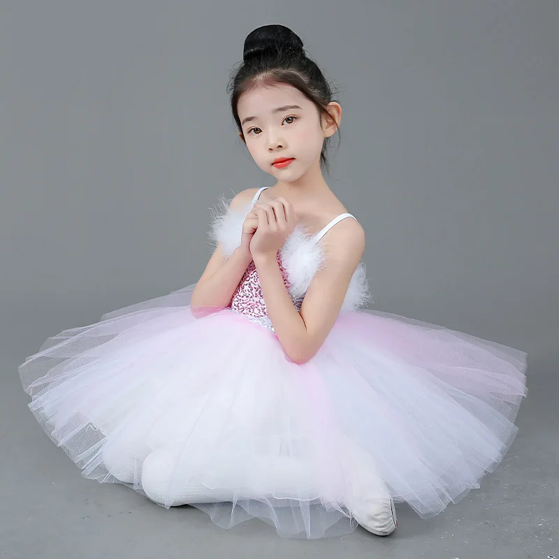 Kinder Tanz kleid Ballett Mädchen kleinen Schwan Tanz Kostüm moderne Tanz Performance Kleidung Prinzessin Rock Ballett Tutu