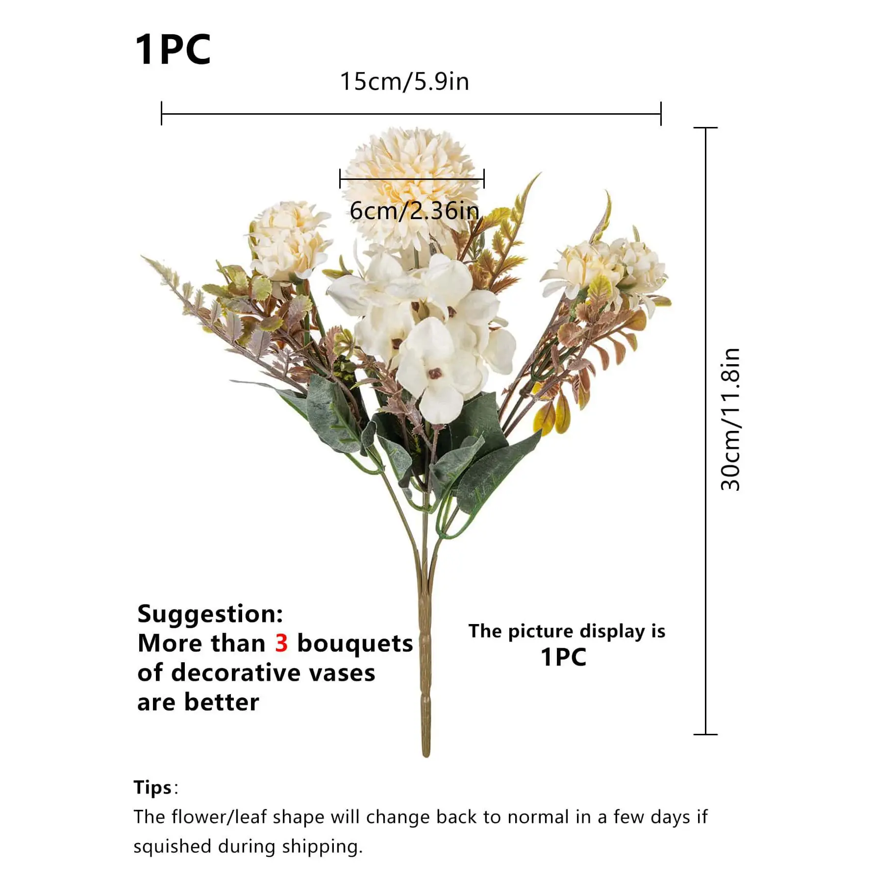 Artificial Flowers Silk Hydrangea Bouquet Vases for Home Indoor Outdoor DecorationValentine' Garland Wedding Garden Scrapbooking