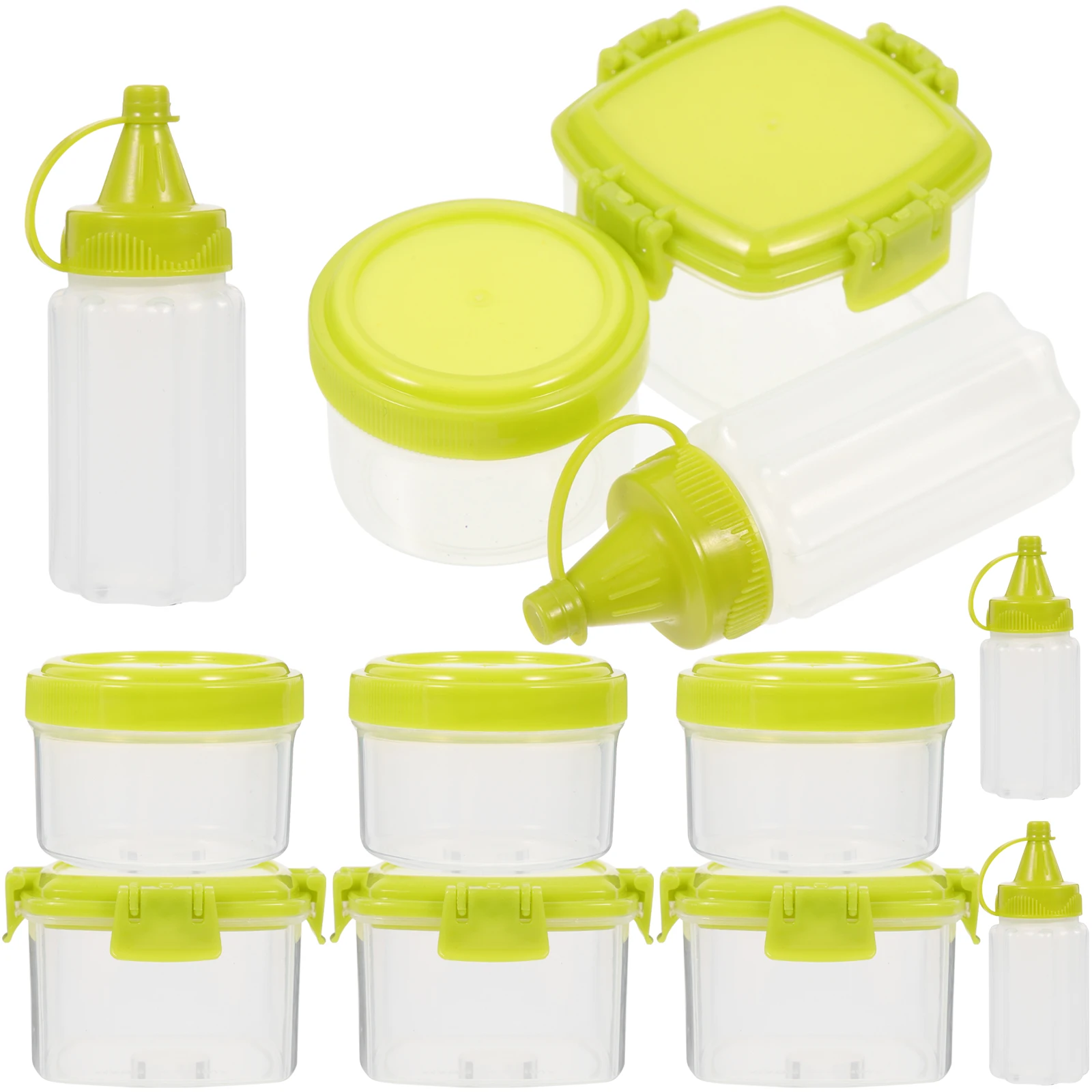 

1 set Squeeze Bottle Square Containers Reusable PP Airtight Jars for BBQ Condiment Storage Bento Soy Sauce Case Kitchen