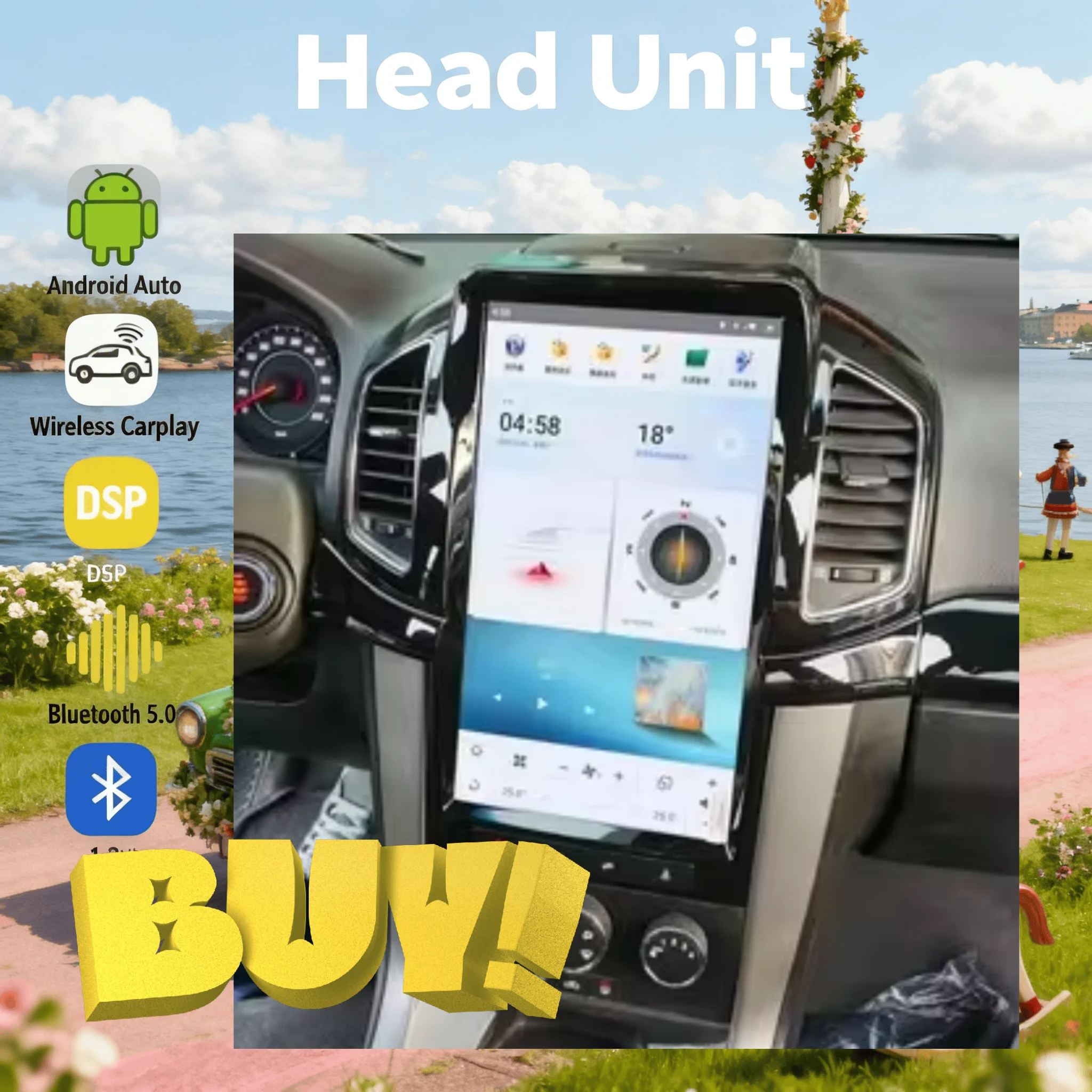 

13,6-дюймовый автомобильный радиоприемник для Chevrolet Captiva C140 2013-2017 с GPS, CarPlay, Android 13, мультимедийный видеоплеер, стереосистема, Bluetooth 5.0