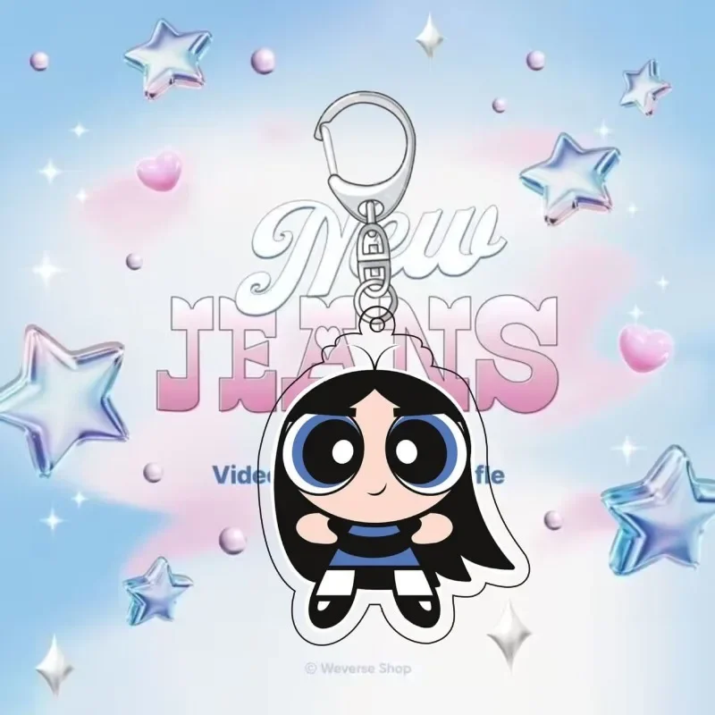 The Powerpuff Girls Bubbles Blossom Buttercup Creative Cartoon Transparent Acrylic Keychain Chain School Bag Decoration Pendant