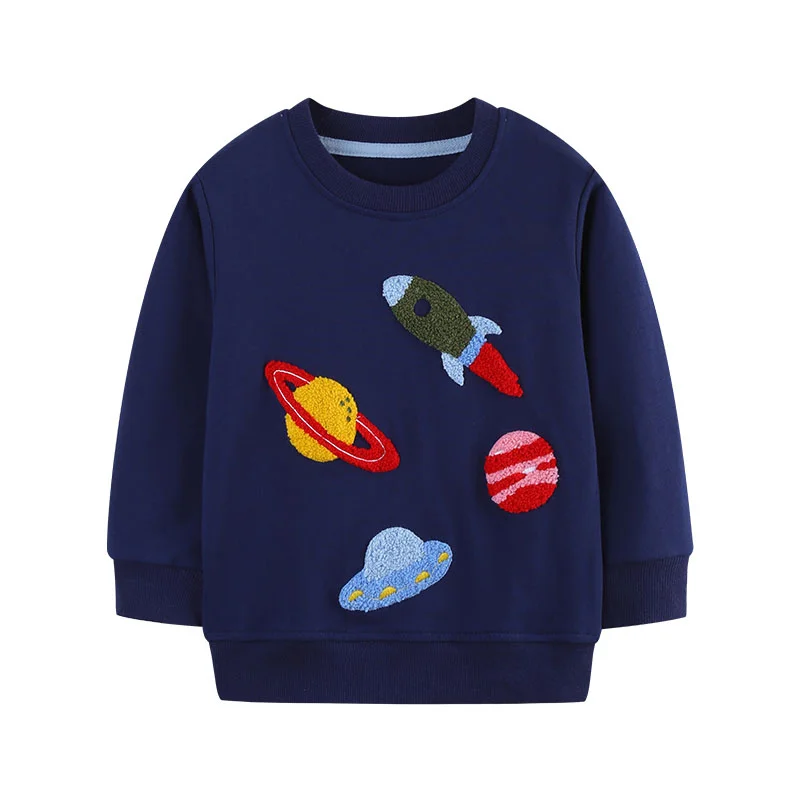 

Rockets 2-7T Space Embroidery Full Length Boys Sweatshirts Children's Sport Shirts Long Sleeve Kids Autumn Spring Clothes