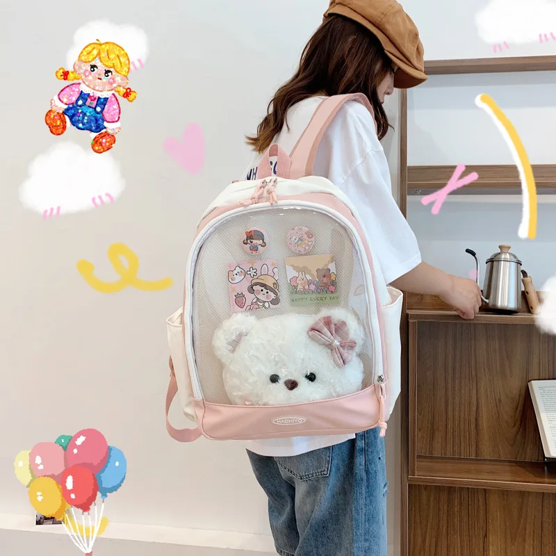 Itabag-mochila de nailon para mujer, bolso de moda japonesa, bolso de alta capacidad para niñas de 18 a 25 años, bolsa Ita transparente, 2023