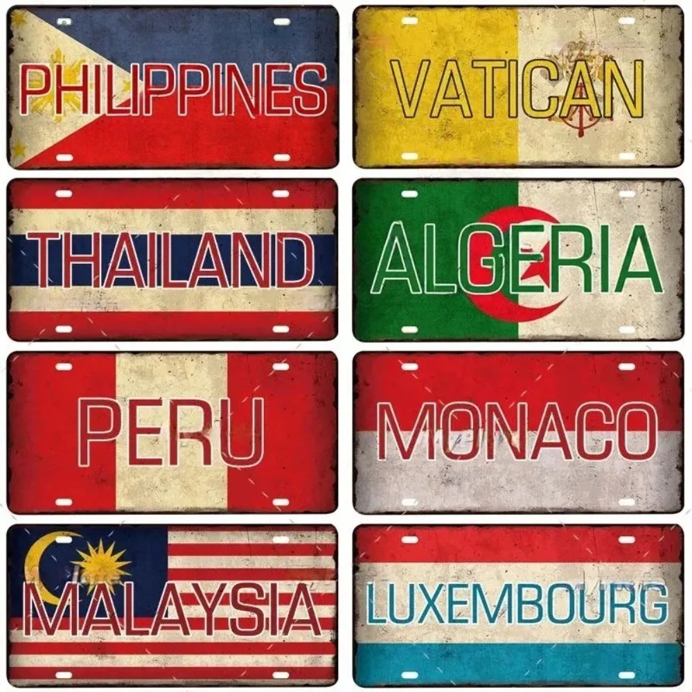 موناكو كوبا المملكة العربية السعودية أنغولا العلم علامة معدنية |   ديكور لوحة الملصق الدولي |   لوحة فنية جدارية بار/منزلية للمساحات ذات الطابع العالمي