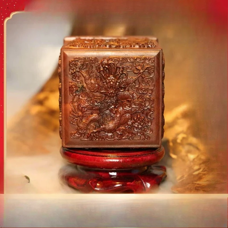 Lightning strikes jujube wood, Kowloon relief jade seal Taoist scriptures treasure seal, lightning strikes jujube wood