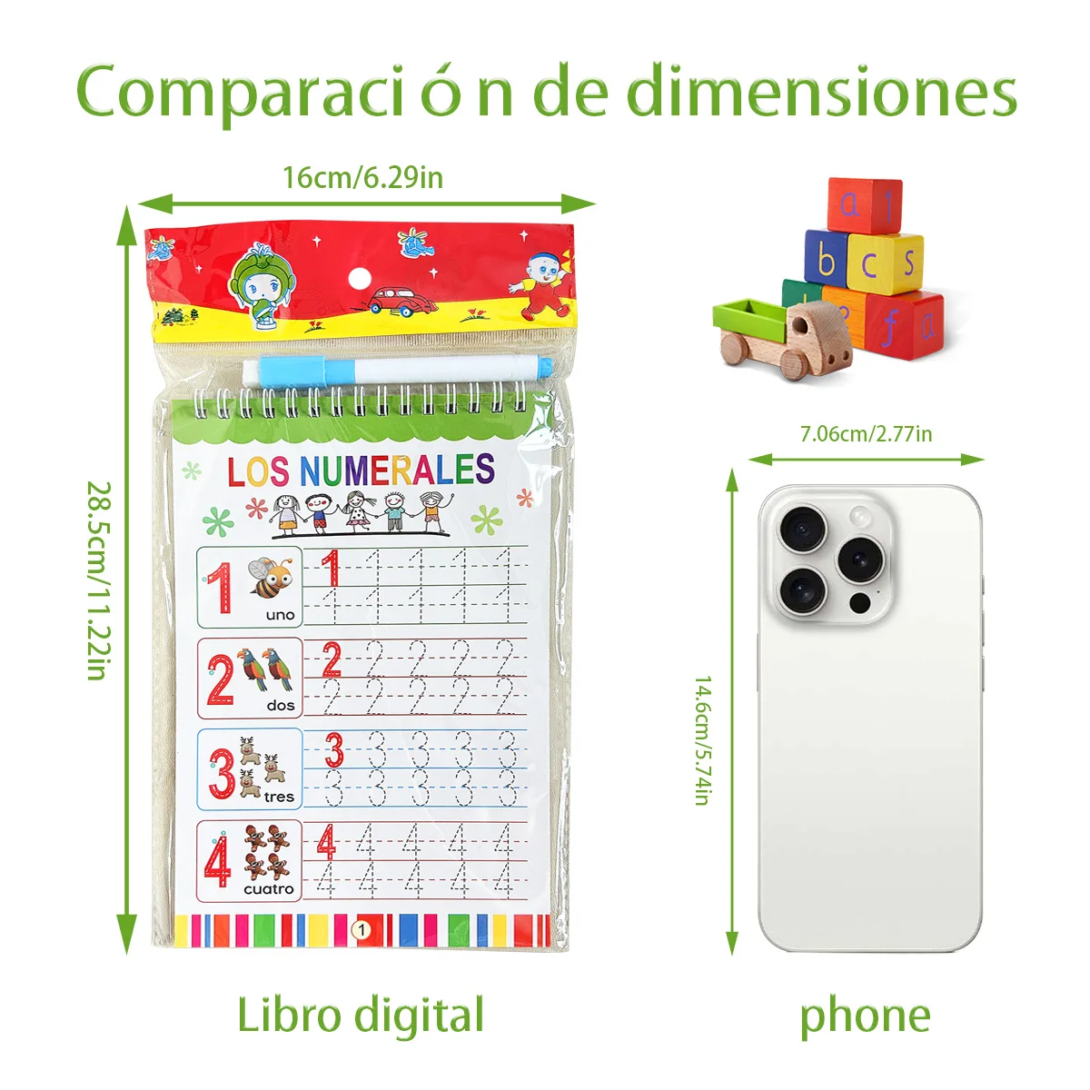 Spanish Reusable Number Tracing Book for Kids, 1-100 Numbers Practice Workbook,  Preschool Early Learning Educational WorkBook