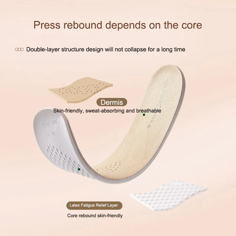 Leather Latex Sports Insole Cowhide Insoles for Shoes Arch Support Shoe Pads Shock Absorbing Plantar Fasciitis Template Inserts