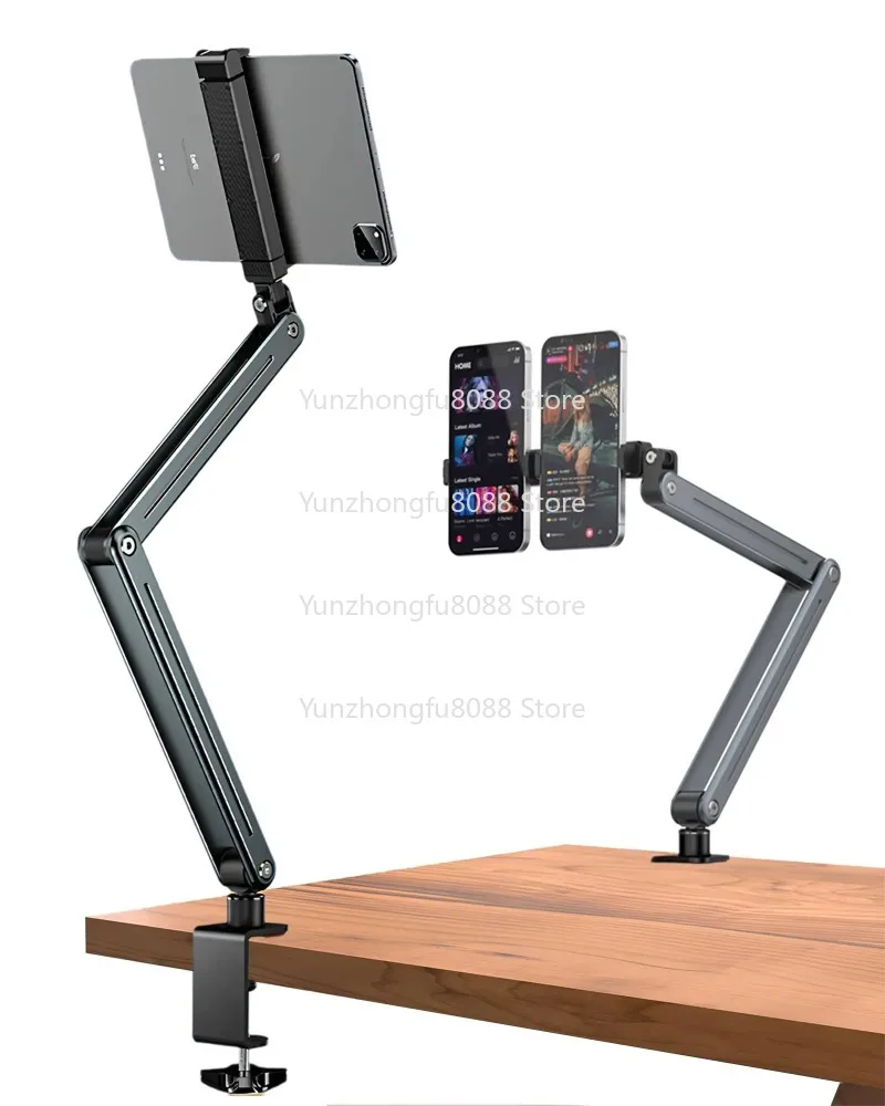 

Aluminum Alloy Foldable Lazy Bracket, Adjustable Tablet & Phone Stand for 4.7-12.9 Inch Devices, Sturdy 360° Rotating Holder