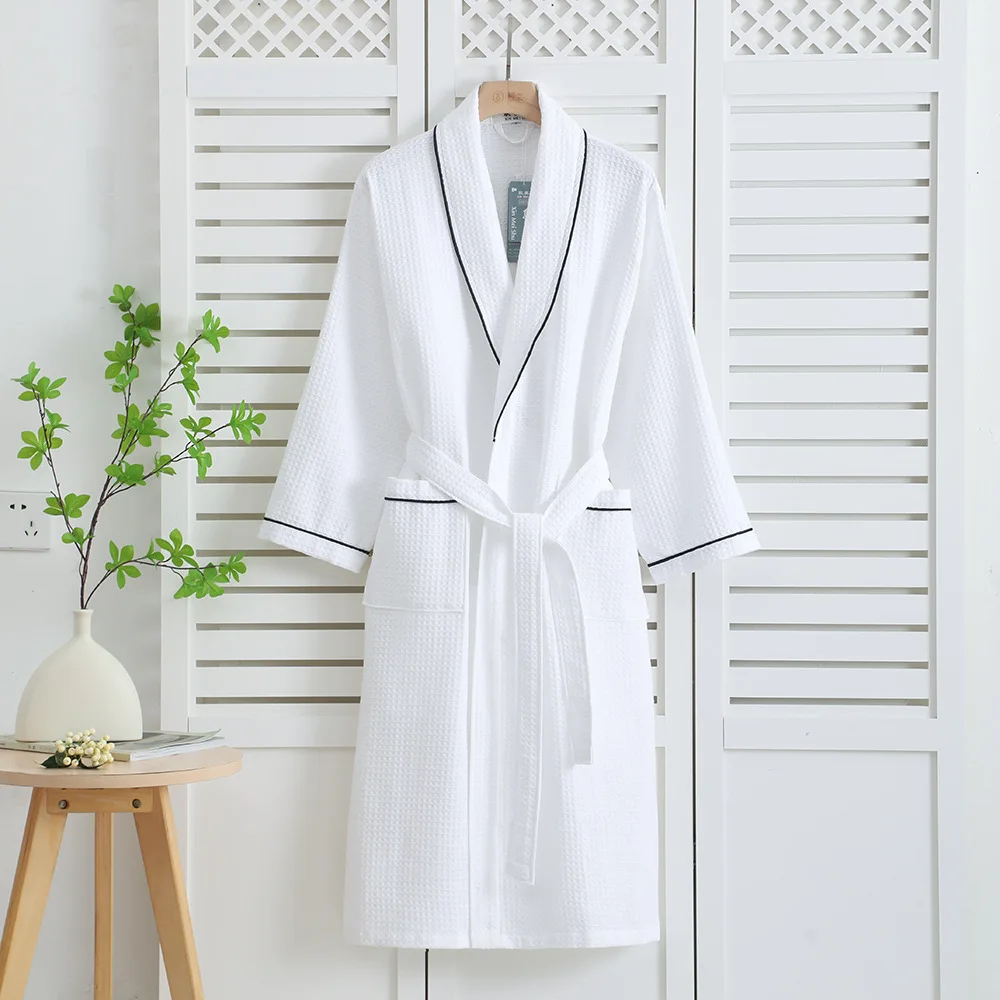 Lovers' Comfy Lingerie Couple Kimono Robe Gown Cotton Autumn New Bathrobe Soft Hotel Loungewear Men&Women Sleepwear Waffle Robe