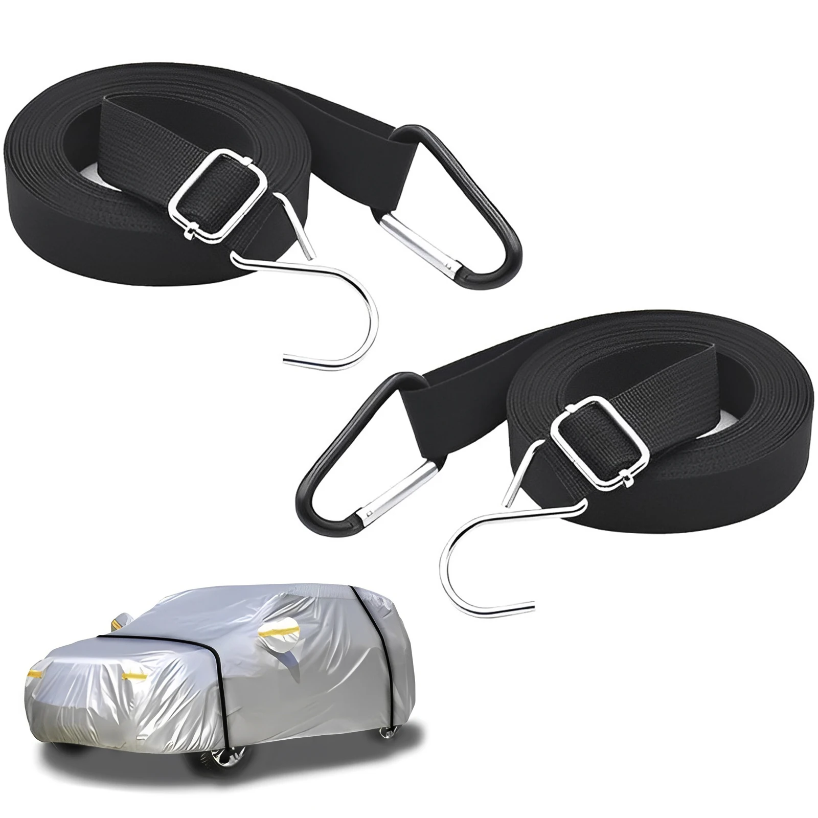 

2Pcs Car Cover Windproof Strap 440CM Nylon Auto Cover Gust Strap Adjustable Vehicle Cover Gust Strap for SUV Van Truck
