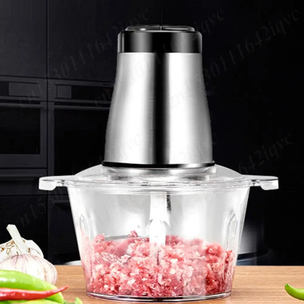 Electric Meat Grinder Food Chopper with Bi-Level Blades Vegetable Fruit Cutter Large Capacity 2 Gear for Meat Nuts Onion Garlic