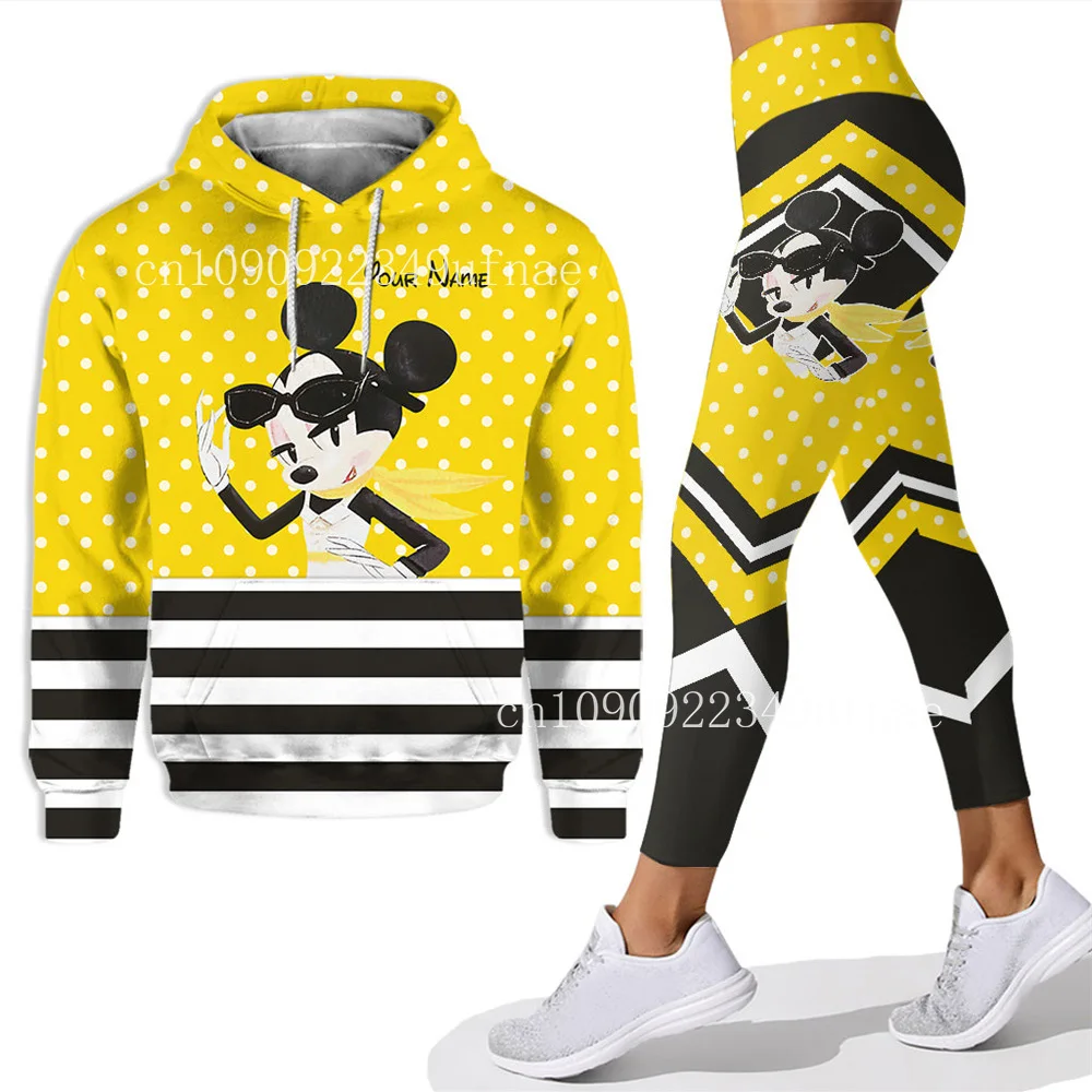 

Disney Black Flash Hooded Hats Tight Pants Women's Minnie Yoga Set Mickey Mini Ear Yoga Pants Swear Set Disney Hood 2025