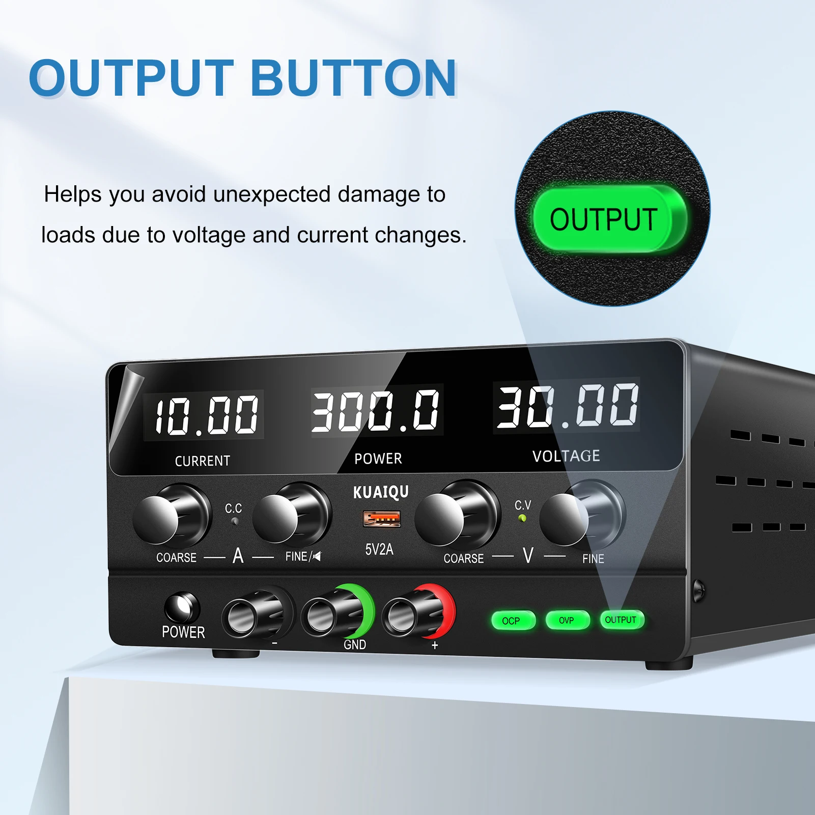 KUAIQU 160V 2A 320W Einstellbares DC-Netzteil 30V 10A Labor-Netzteil 300W Spannungsregler Stabilisator OCP/OVP/Ausgangsschalter Tisch-Netzteil 60V 5A Summer USB 5V2A Für Test, Reparatur, Telefon, PCB 5V/12V/24V – Detail 11