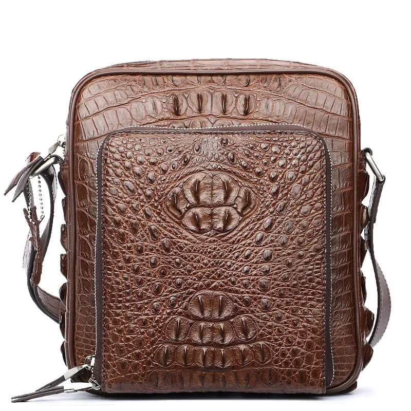 2024 New alligator Genuine Leather Men Crossbody Bag real crocodile skin Casual Business  Men's Messenger Shoulder Handbags Bags