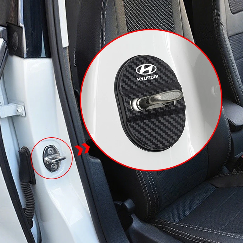 4 قطعة شعار السيارة قفل الباب مكافحة الصدأ الغطاء الواقي لشركة هيونداي توكسون سانتا في رينا سوناتا إلنترا كريتا Ix35 Ix45 I10 I30 I40 #3