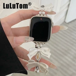 Resin Bowknot Strap For Apple Watch Series 11 10 9 8 7 6 SE 5 4 UItra 3 2 iWatch 49/46/45/44/42/41/40/38mm Crystal Bracelet Band