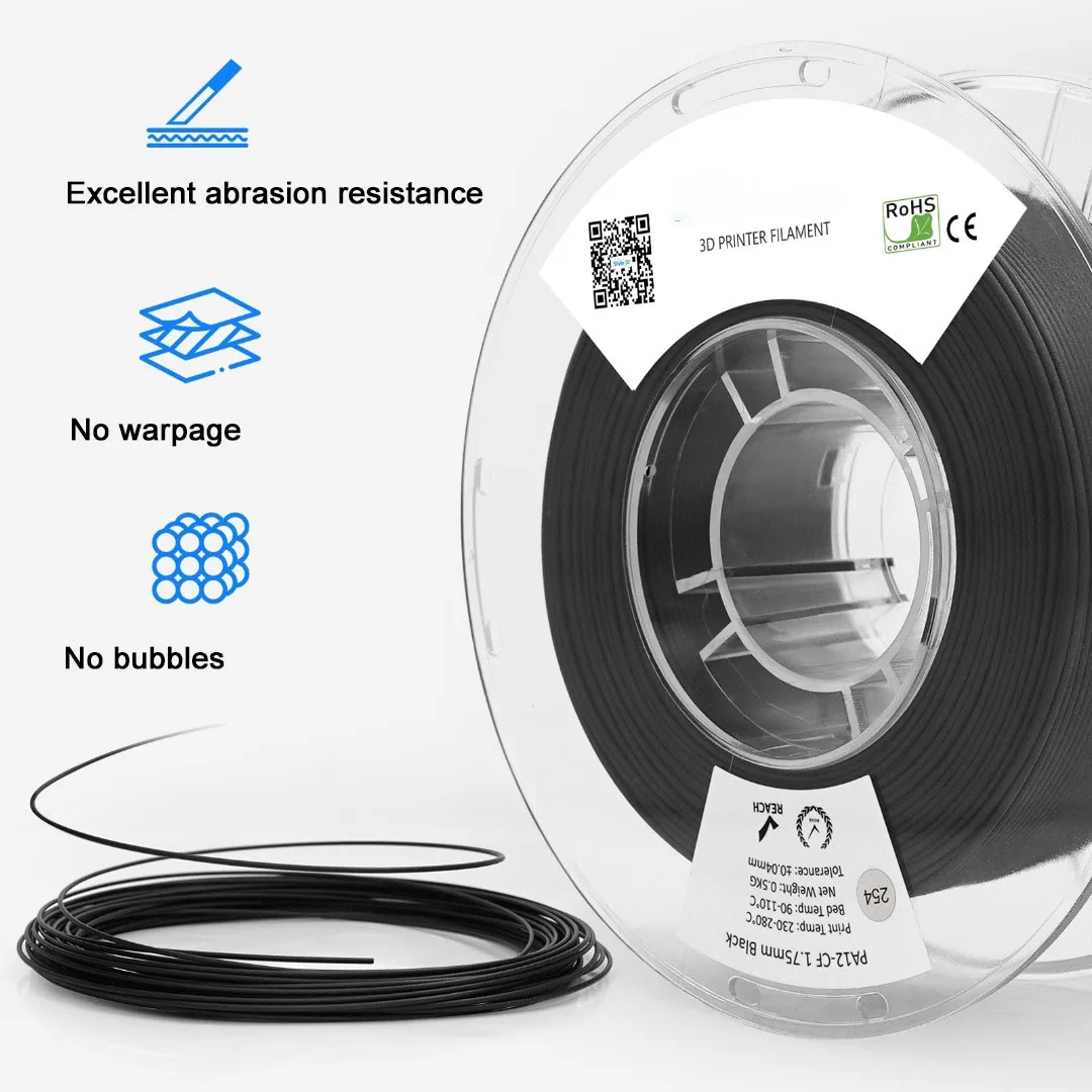 

Расходные материалы для 3D-печати Углеродное волокно PA12 - CF15 для печати FDM Нить для 3D-принтера 1,75 мм
