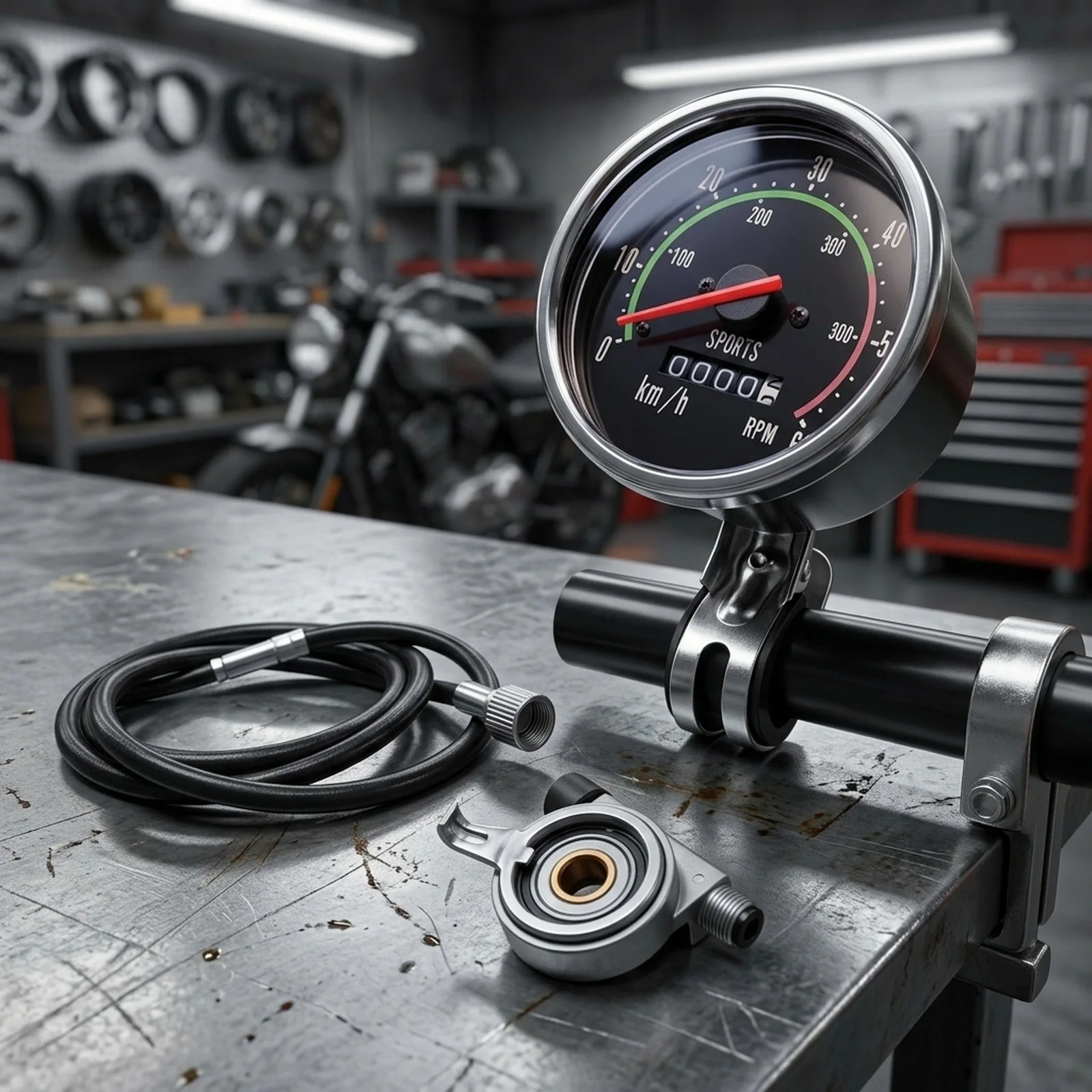 Alloy Mechanical Bike Speedometer with 78cm Cable for Road Mountain and Folding Bikes Mechanical Odometer No Battery Required