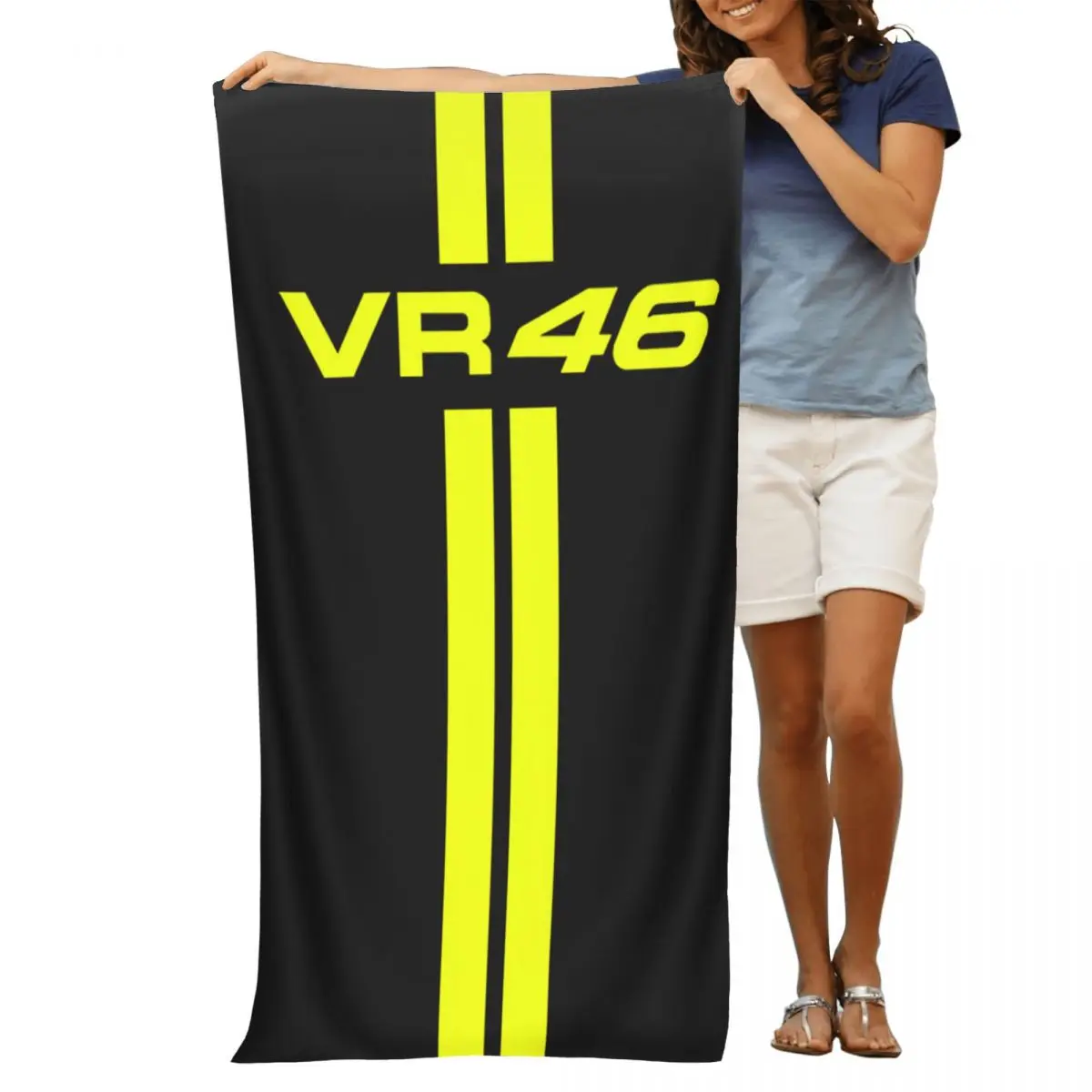 Custom Rossi Beach Towel Quick Drying Motorcycle Racing Super Soft Microfiber Shower Sauna Towels