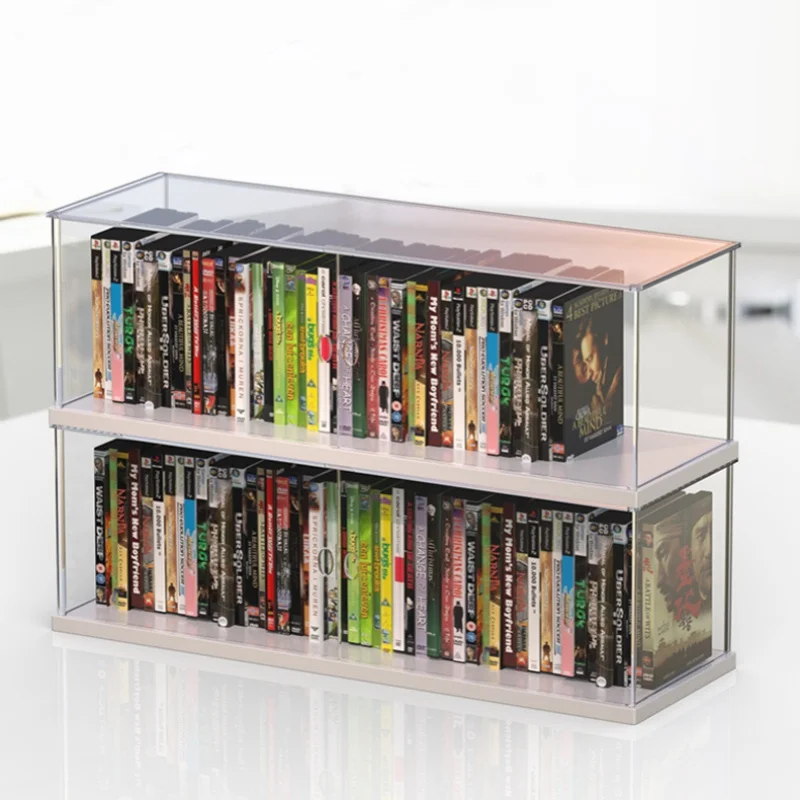 1pcs Transparent Glass Display Box DVD/CD Storage Box Suitable For Toy Dolls Collectibles Dustproof Protection Display Cabinet