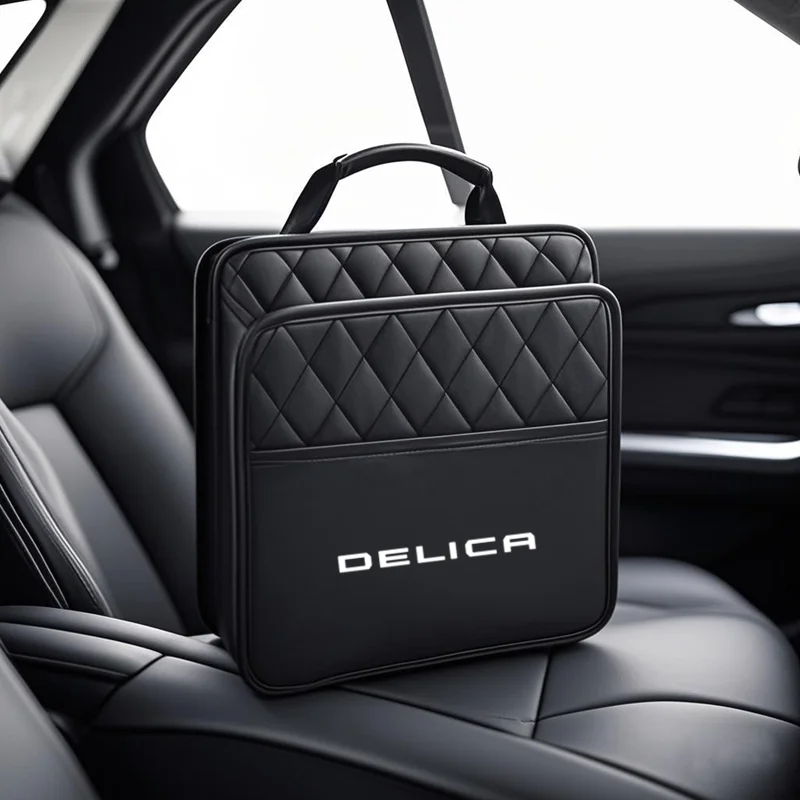 Car Backseat Organizer Multifunction PU Leather Interior Storage Bag For Mitsubishi Delica D5 L400 Car Accessories