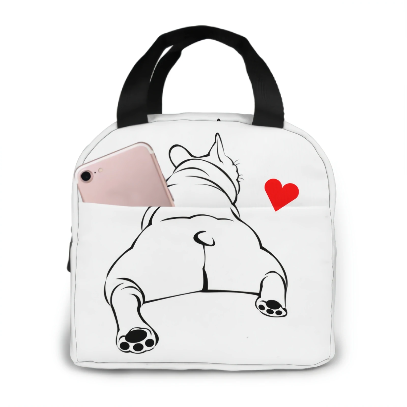 

Funny Bulldog Puppy Dog French Lunch Bag Adult Tote Bag Reusable Lunch Box Container For Women Men School Office Work