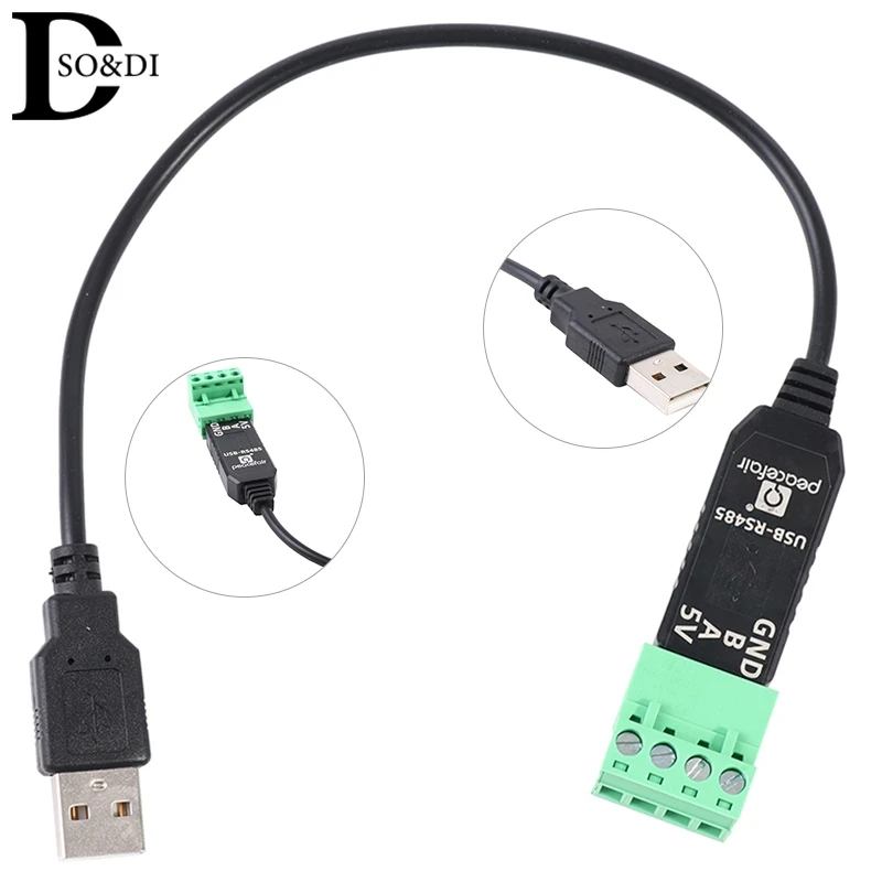 RS485 To USB 485 Converter Adapter USB Extension Cable Support WIN98 WIN2000 WINXP WIN7 WIN10 VISTA Win7 32 and 64-bit Black