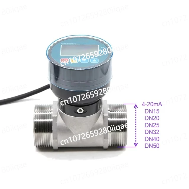 LCD-DN15~ 50 Display Small Digital Stainless Steel Water Impeller Turbine Flowmeter Flow Sensor, Output 4-20ma