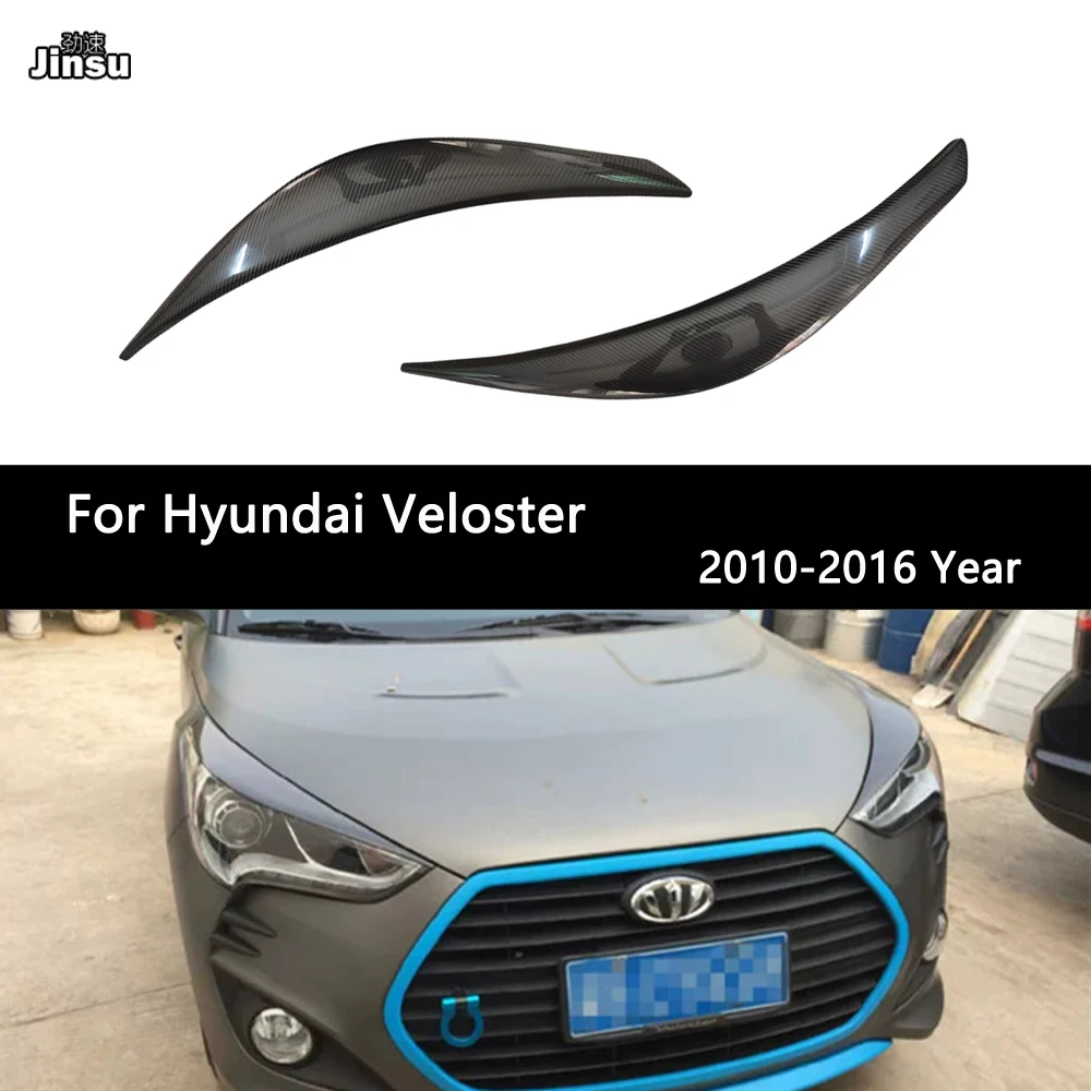 LP Style For Hyundai Veloster 1.6L 1.6T Carbon Fiber Wide Body Headlight Eyebrow CF Front Bumper Eyelid Auto Body Kit eyebrows
