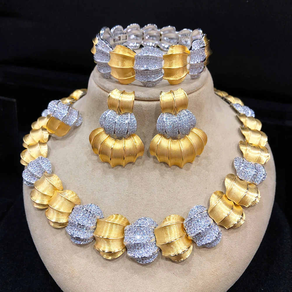 GODKI 4PC BIG Maple leaf Luxury African Jewelry Set For Women Wedding Party Naija Bride Necklace Dubai Bridal Dress Jewelry Set